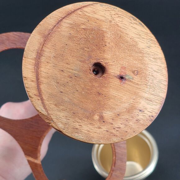 Vintage Wood Condiment Server Caddy Three Cups Spoon Made In Japan - Picture 7 of 9